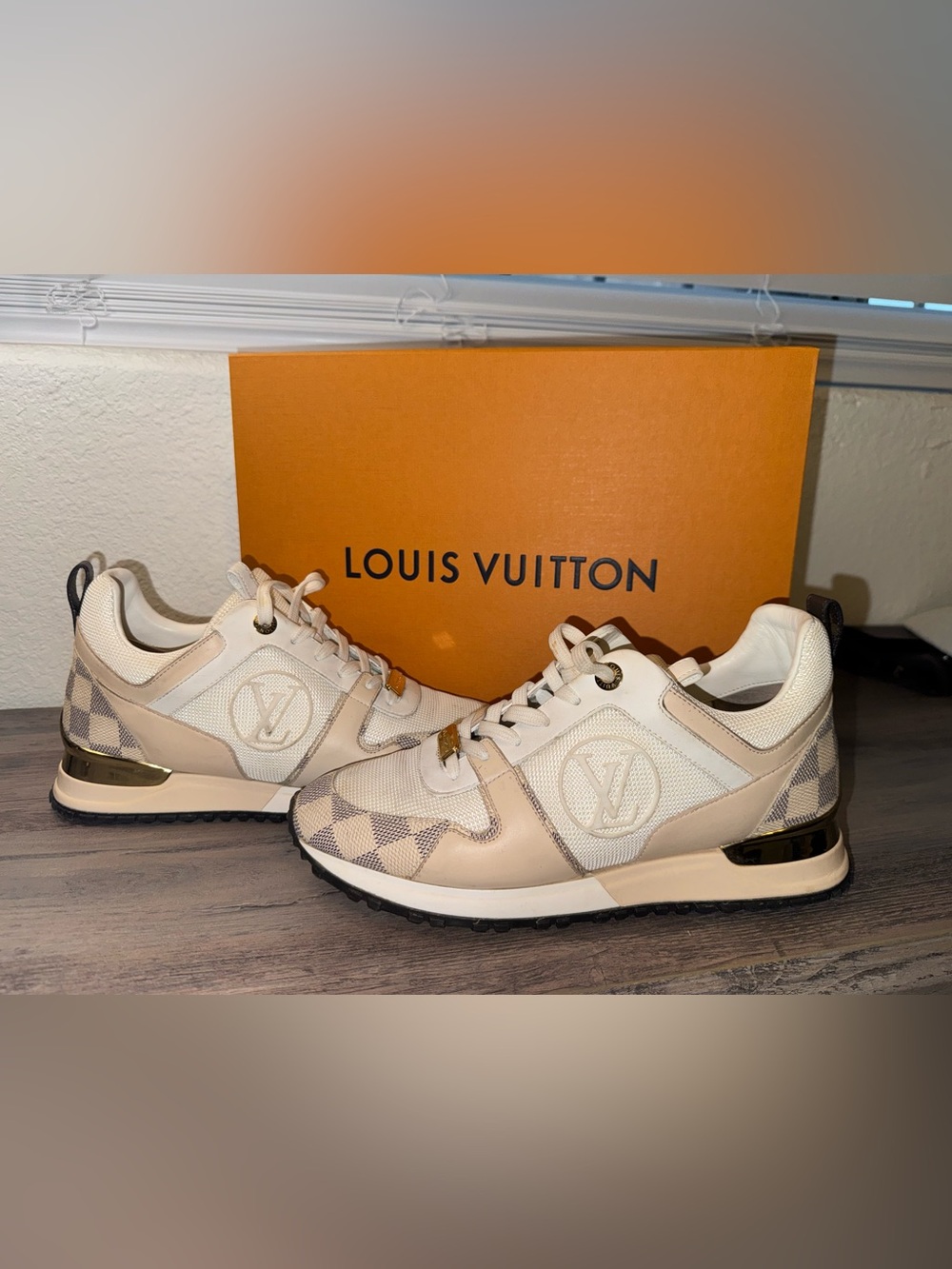 Louis Vuitton Women’s Cream & Beige LV Logo Sneakers